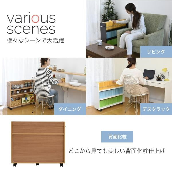 押入れ 収納 ラック 本棚 2個セット 幅19.5 奥行78 .5 キャスター付き 隙間 スリム ワゴン 棚 3段 大容量 CD DVD 本 漫画 整理 収納 スライド 収納庫 おしゃれ