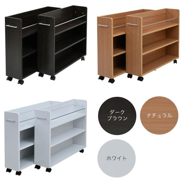 押入れ 収納 ラック 本棚 2個セット 幅19.5 奥行78 .5 キャスター付き 隙間 スリム ワゴン 棚 3段 大容量 CD DVD 本 漫画 整理 収納 スライド 収納庫 おしゃれ