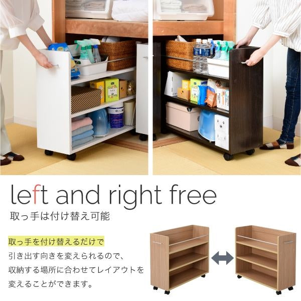 押入れ ラック 収納 ラック 本棚 2個セット 幅26.5 奥行78 .5 キャスター付き 隙間 ワイド ワゴン 棚 3段 大容量 CD DVD 本 漫画 整理 押し入れ収納 スライド