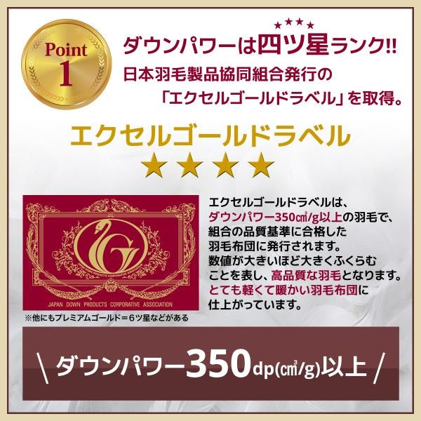 日本製　羽毛布団　掛け布団　羽毛ふとん　シングルサイズ　ハンガリー産ホワイトダックダウン85%