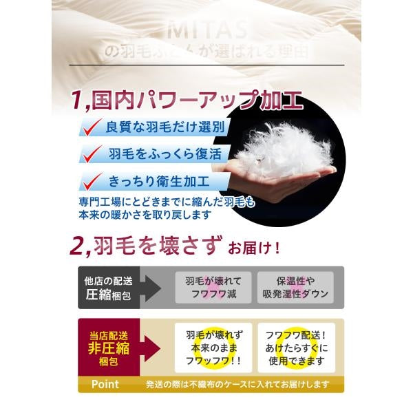日本製　羽毛布団　掛け布団　羽毛ふとん　シングルサイズ　ハンガリー産ホワイトダックダウン85%