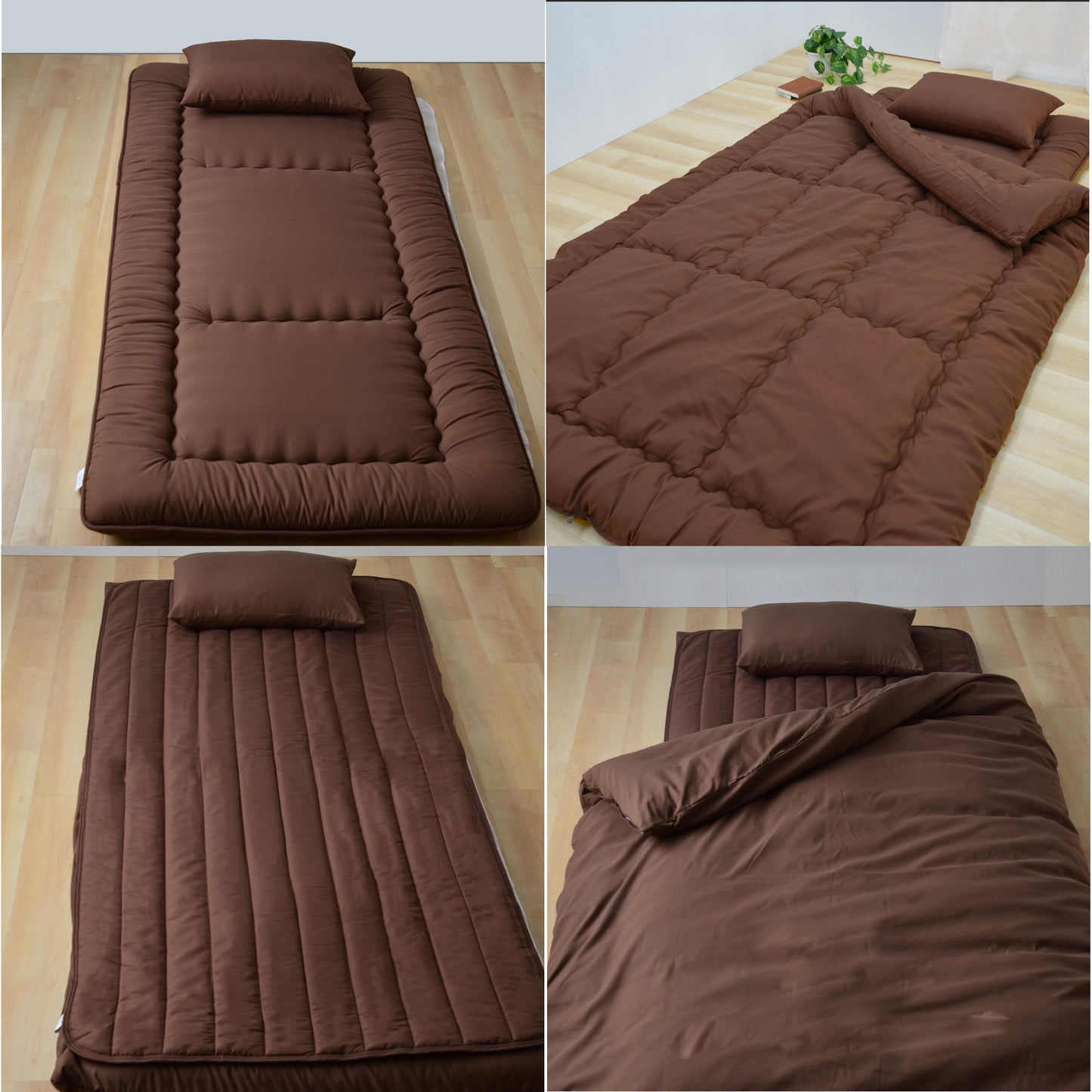 日本製布団セット 寝具セット（シングル・セミダブル・ダブル）ボリューム掛布団　3層式敷き布団 低反発チップ入り枕 ふとんカバーセット　除湿シート　敷パッド　収納袋入り